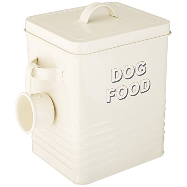 Lesser & Pavey LP22217 Sweet Home Cream Dog Food Storage Tin with Scoop, Steel