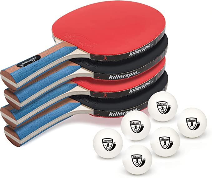 Killerspin JET SET 4 Ping Pong Paddle Set with 6 Balls