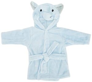 Previous Next Hudson Baby Unisex Baby Plush Animal Face Robe, Blue Elephant, One Size, 0-9 Months - Image 2