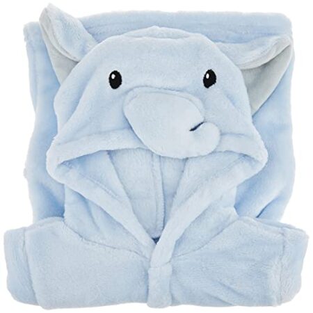 Previous Next Hudson Baby Unisex Baby Plush Animal Face Robe, Blue Elephant, One Size, 0-9 Months